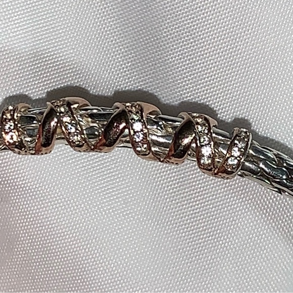 NWT Phillip Gavriel ROYAL CHAIN sterling woven cable CUFF w/14k gold WHITE SAPPH - Picture 4 of 13